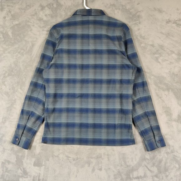 Lululemon Commission Shirt Adult M Blue Gray Button Up Plaid Flannel Casual Men - Picture 2 of 7